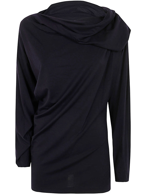 Asymmetric Draped Long Sleeve Top