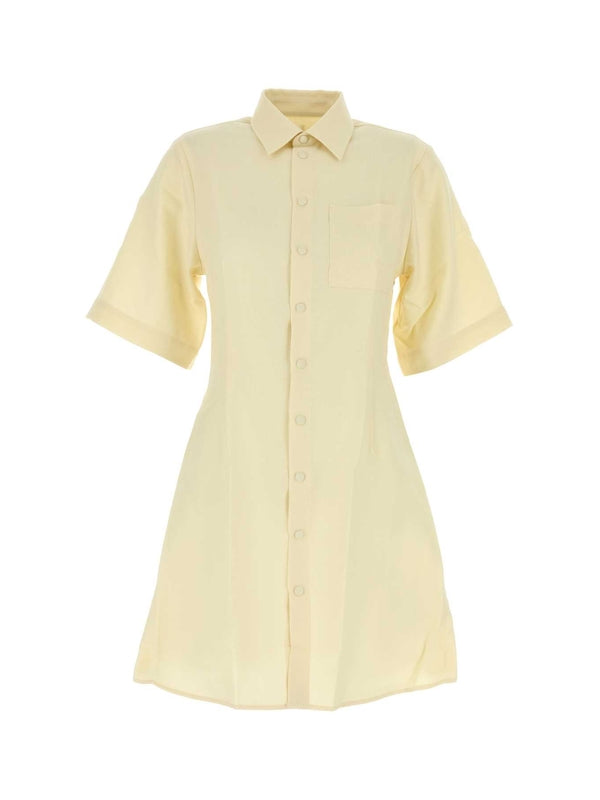 Short-Sleeve Wool Shirt Dress