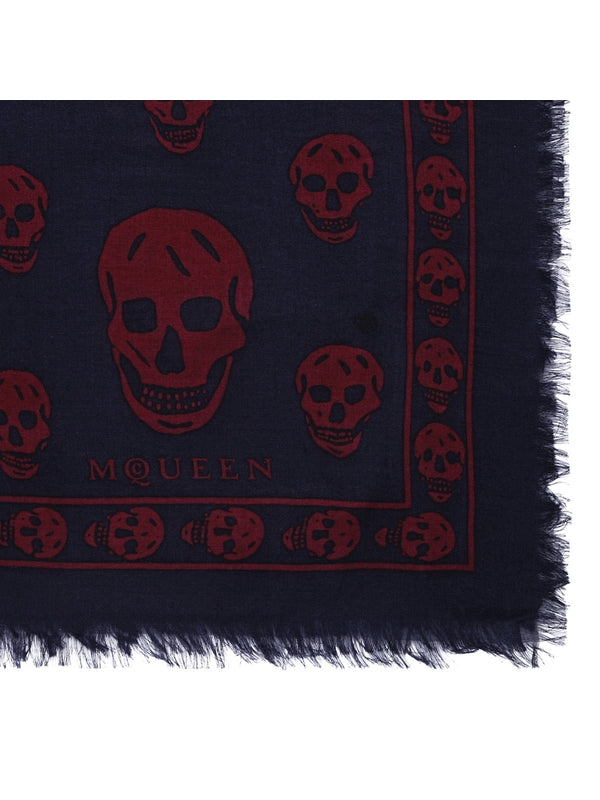 Alexander Mcqueen Navy Silk Mufflers