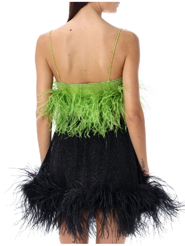 Lumiere Lurex Feather Hem Slip Top