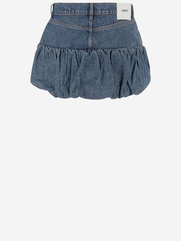 Balloon Peplum Denim Mini Skirt