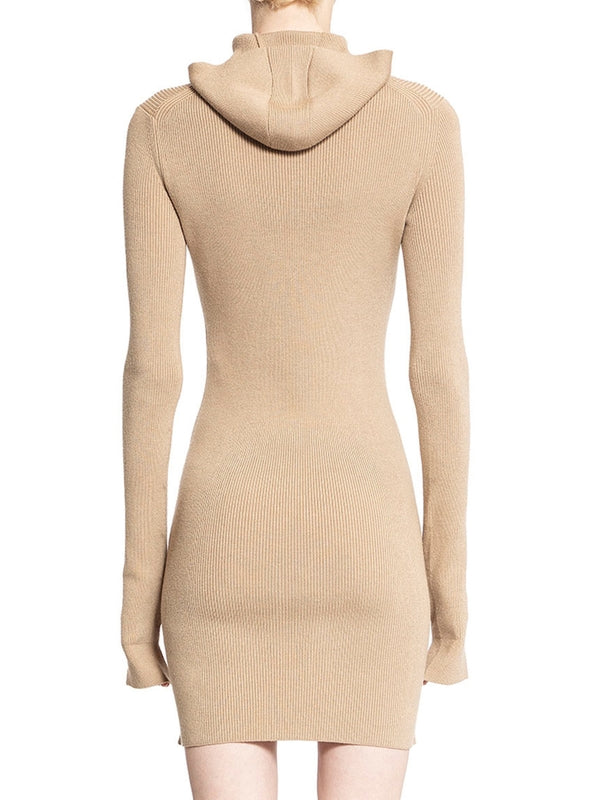 Wool Silk Hooded Knit Dress