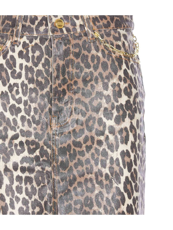 Back Logo Leopard Pattern Skirt