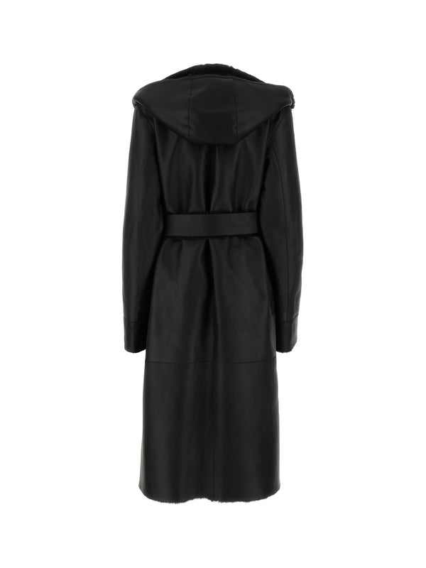 Black Belt Shearling Coat