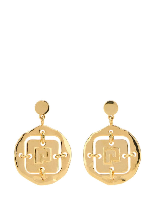 Gold Medal Drop Earrings