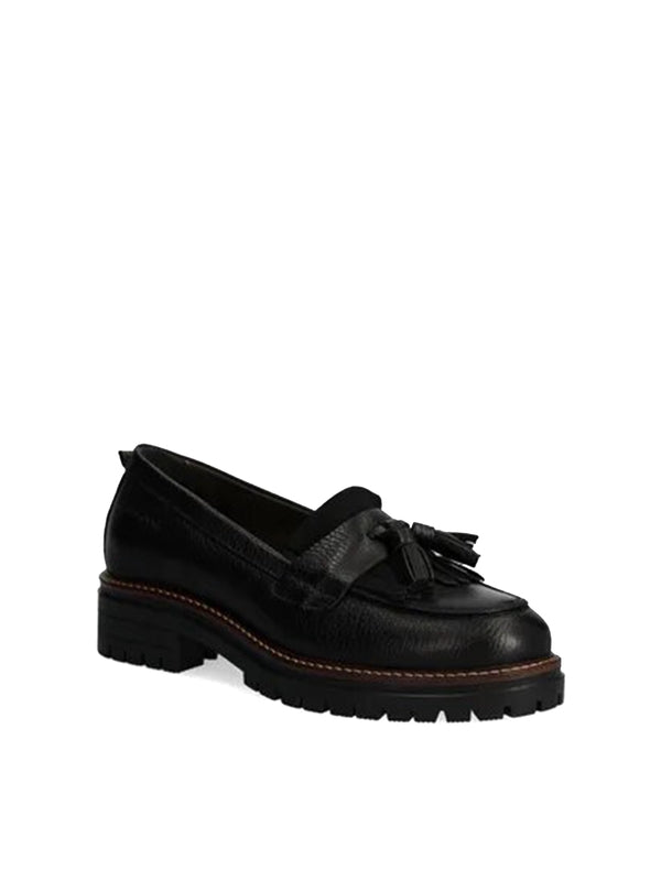 Black Tassel Leather Loafers