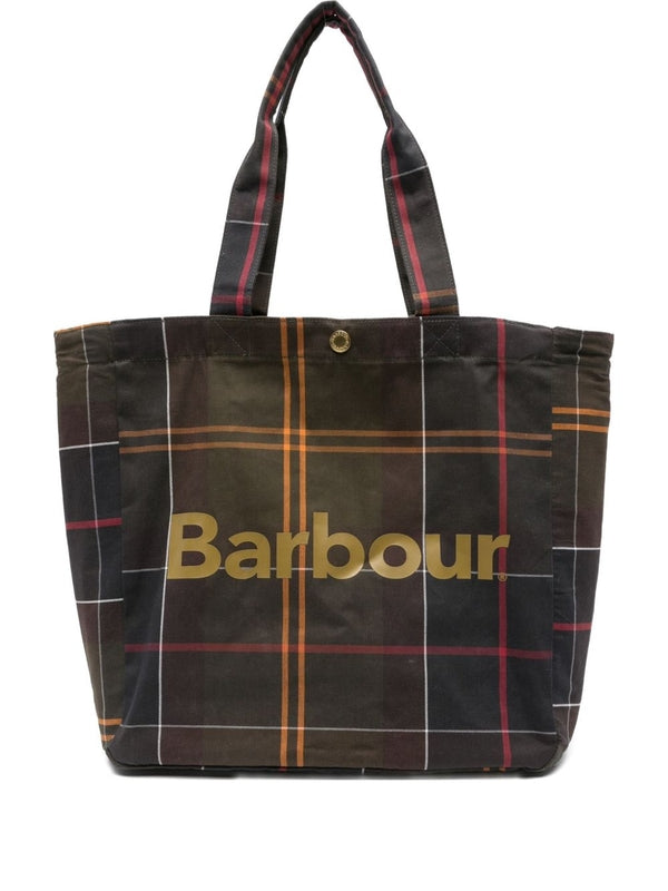 Barbour Green Checked Tote Bags