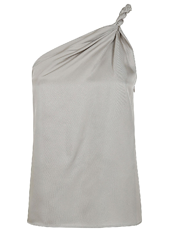 Adiran One-shoulder Silk Sleeveless Top