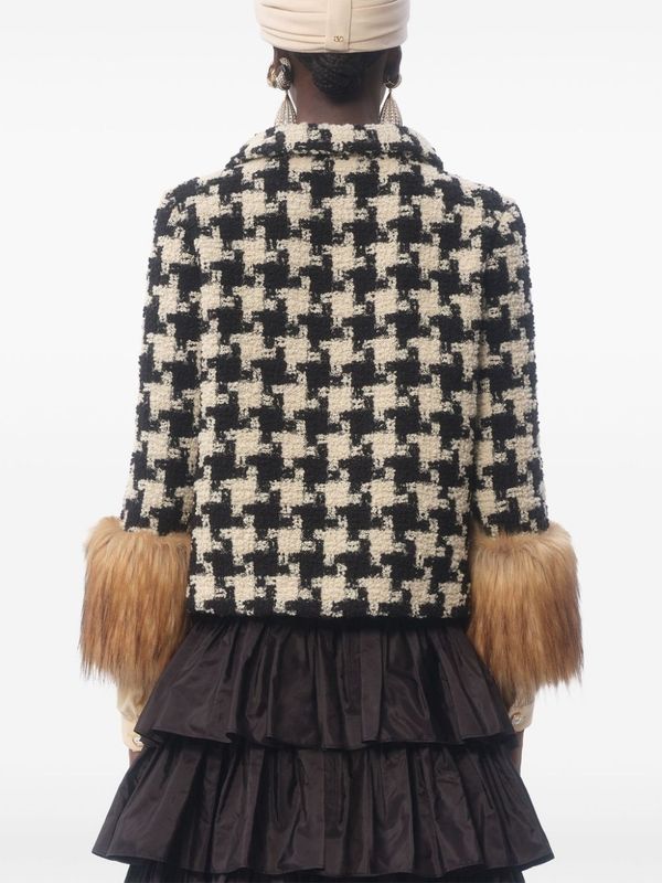 Fur Sleeve
  Houndstooth Check Jacket