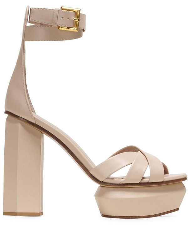 Ava Platform Leather Sandal Heels