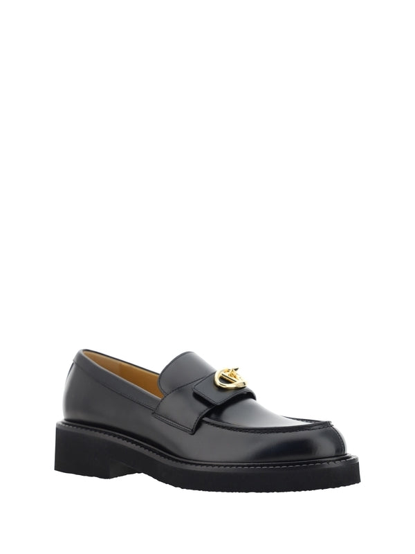 V Logo Leather Loafer