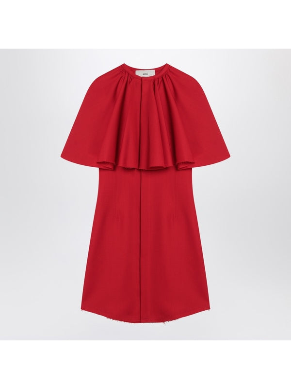 Ruffle Wool Mini Dress