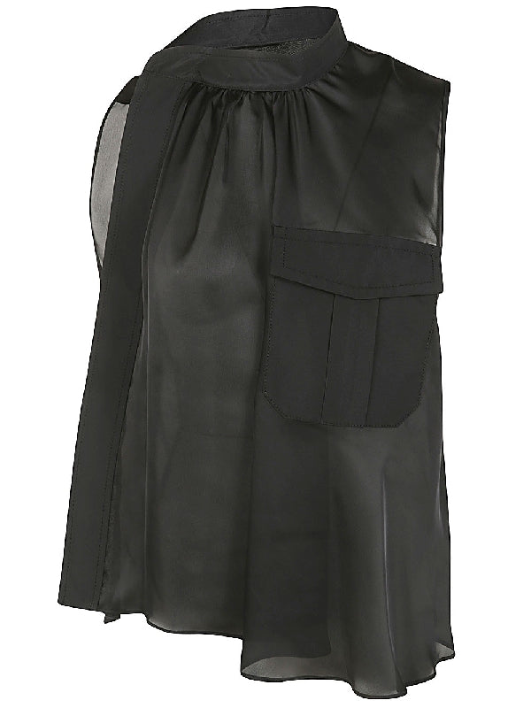 Asymmetric Ruffle Layered Satin Top