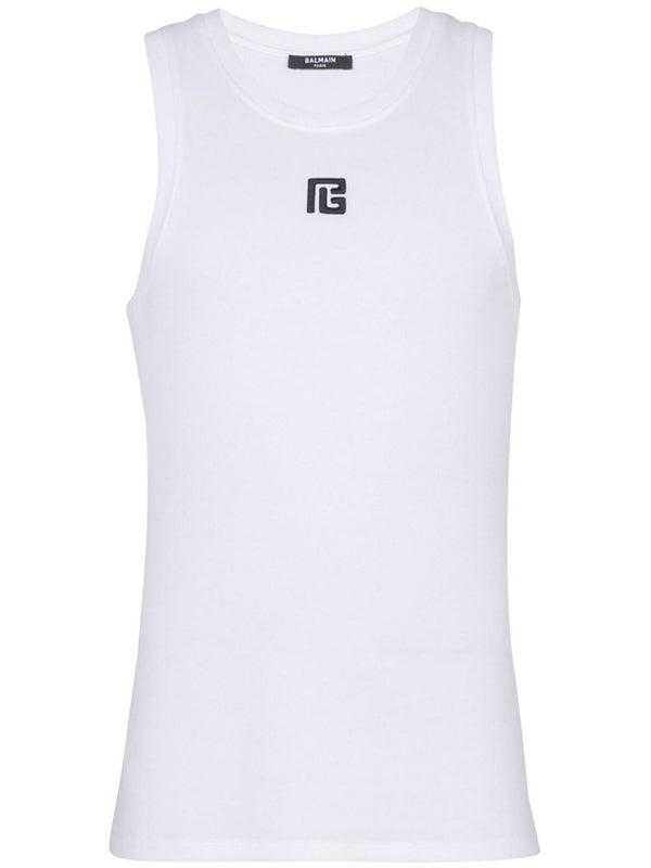 Logo Detail Cotton Blend Sleeveless Top