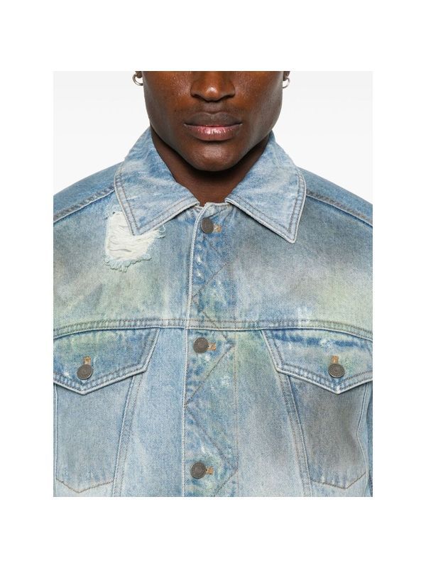 Distress Denim Bomber