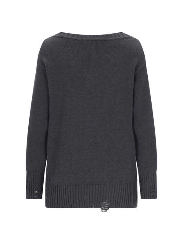 Ribbed Cashmere V-Neck Knit