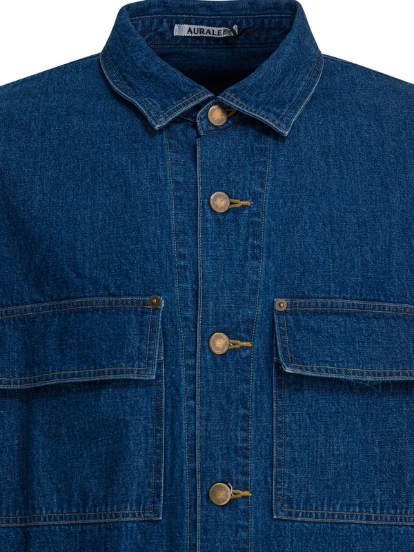 Auralee Selvedge Light Oz Denim Blue Shirt