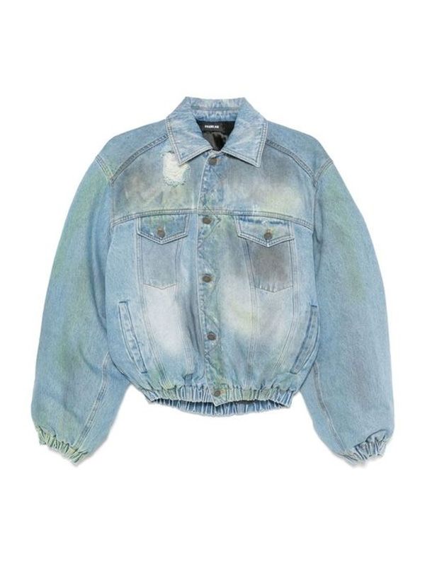 Distress Denim Bomber