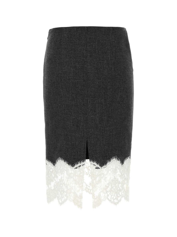 Lace-hem Midi Skirt
