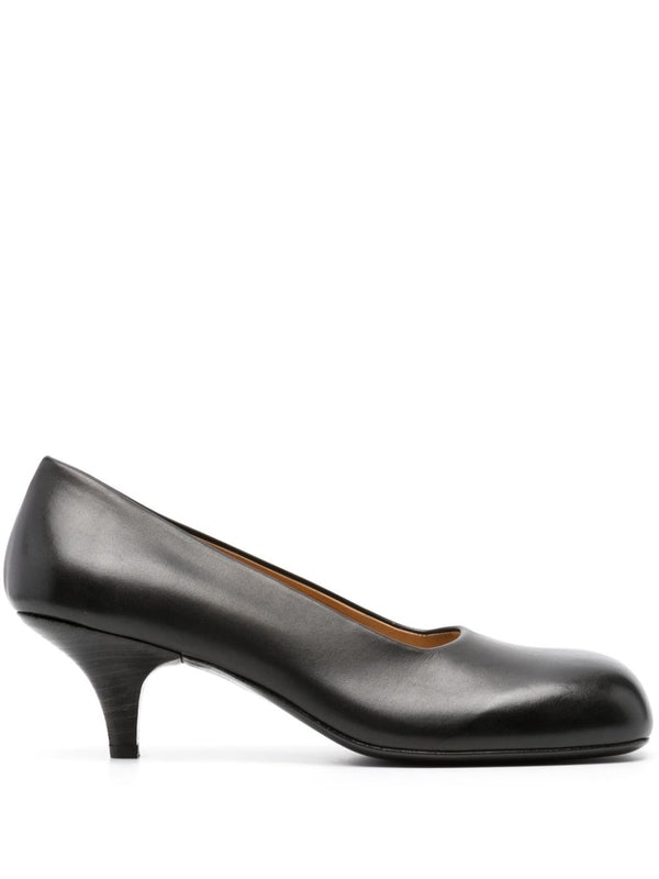 Square Toe Calfskin Pumps Heel