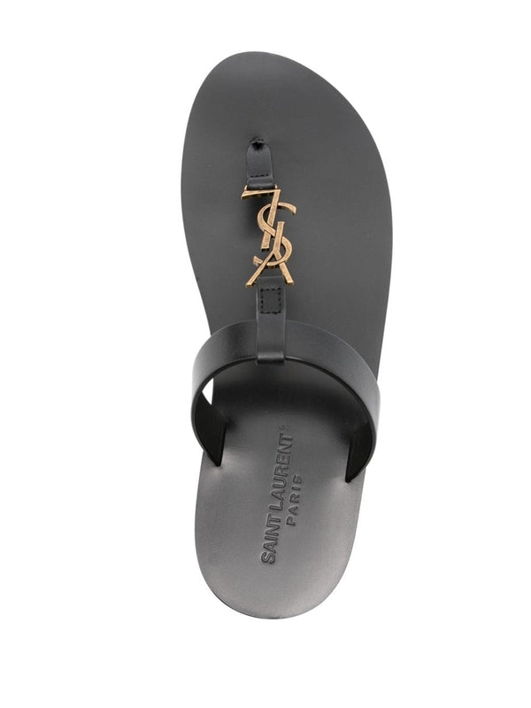 Cassandra Logo Leather Flip Flop