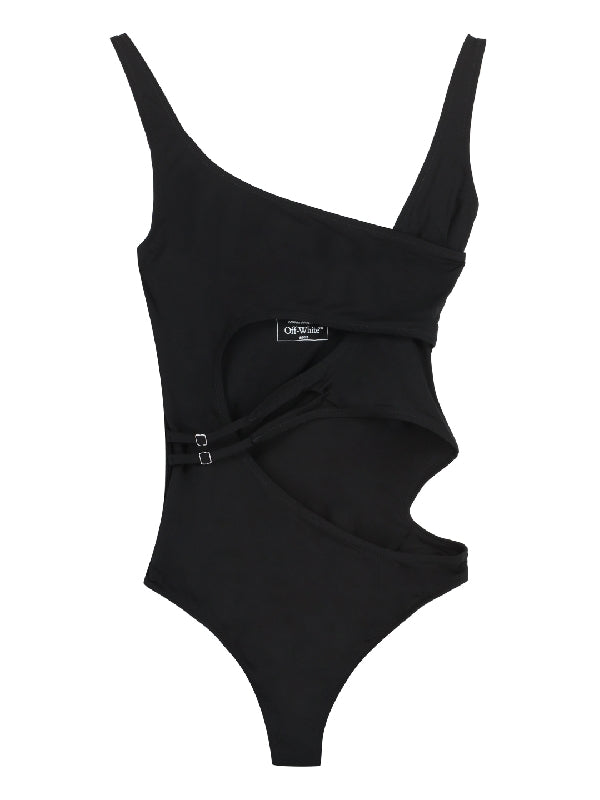 Asymmetric Cutout Buckle Swimwear