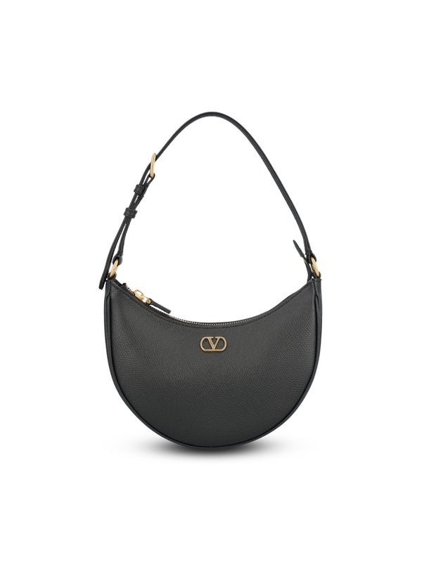 V Logo Leather Shoulder Bag