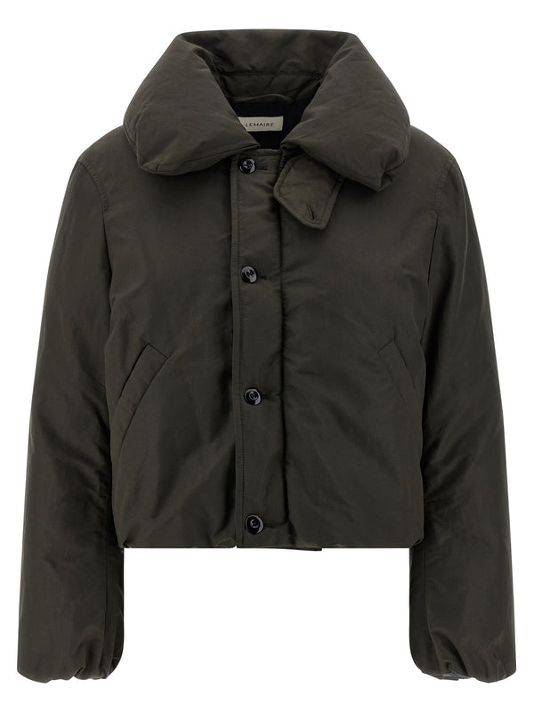 Brown Short Puffer Blouson Jacket