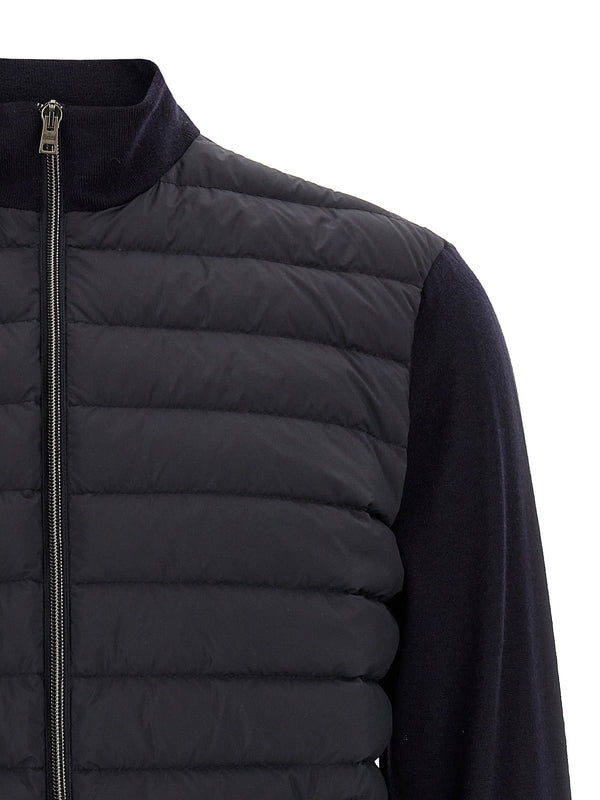 Wool Silk Insert High-neck Padded Jacket