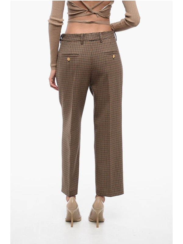 棕色格纹羊毛裤