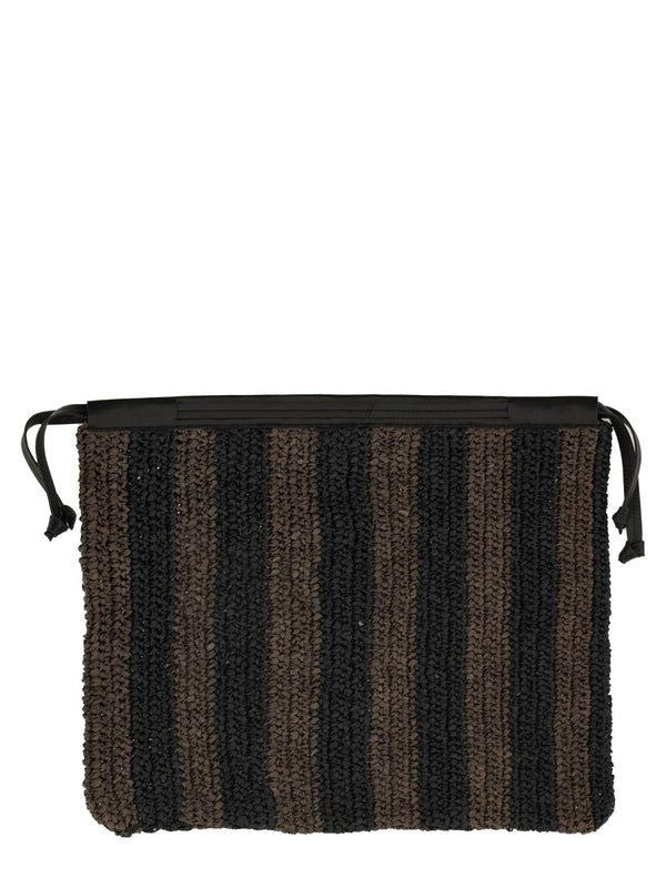 Stripe Raffia Clutch Bag