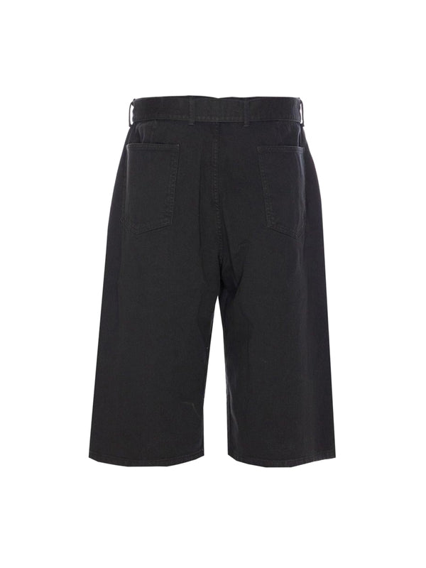 Belted Denim Bermuda Shorts