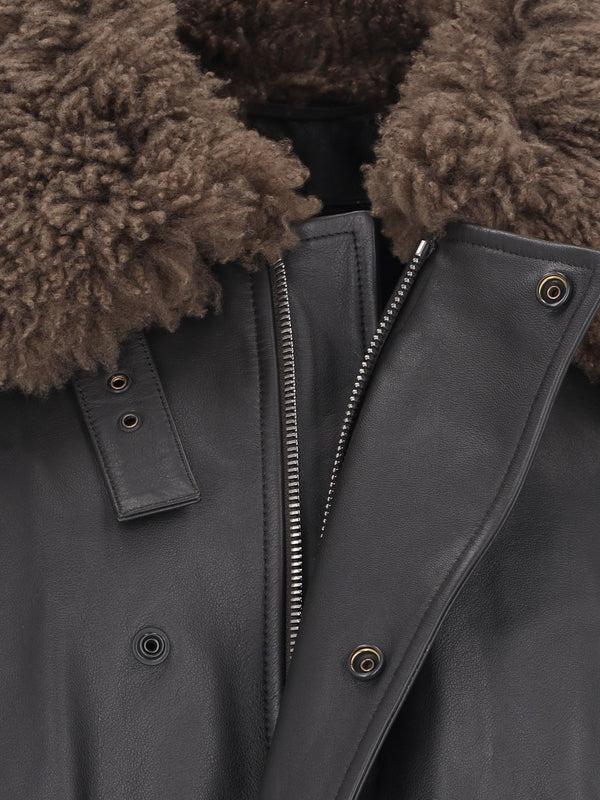 Shearling Collar Leather Blouson
