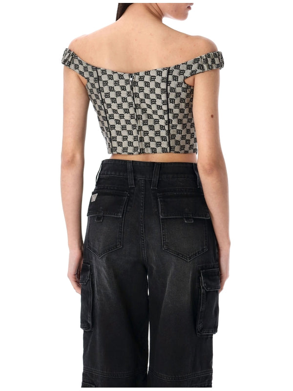 Monogram Logo Canvas Corset Top