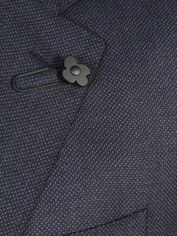 Navy Boutonniere Wool Suit Setup