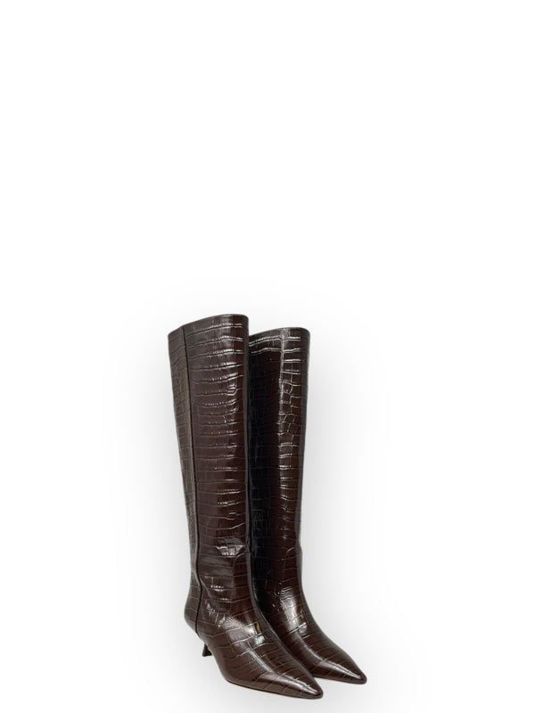 Naomi 50 Croc-Effect Leather High Boots