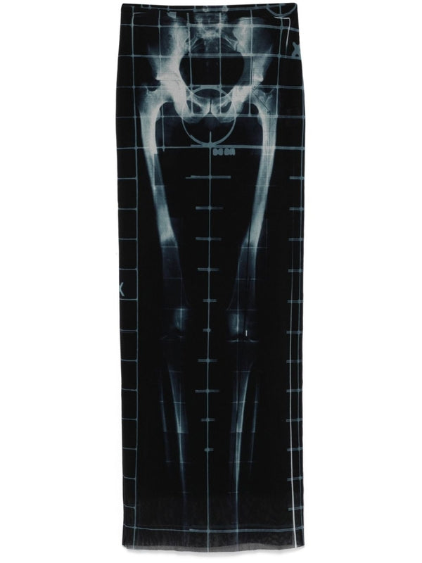 X-Ray Printing Semi Sheer Nylon Skirt