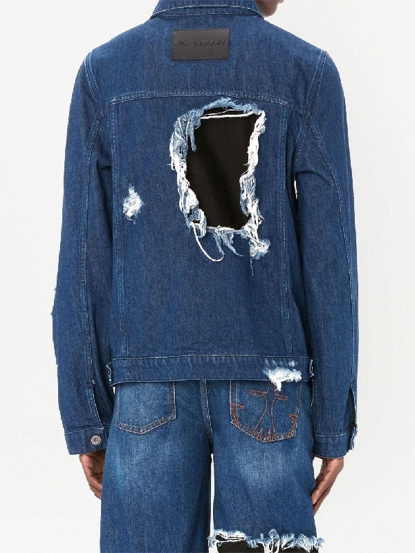 Distressed denim jacket