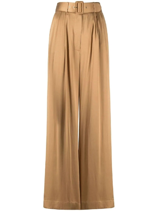 Belted Silk Wide Pants