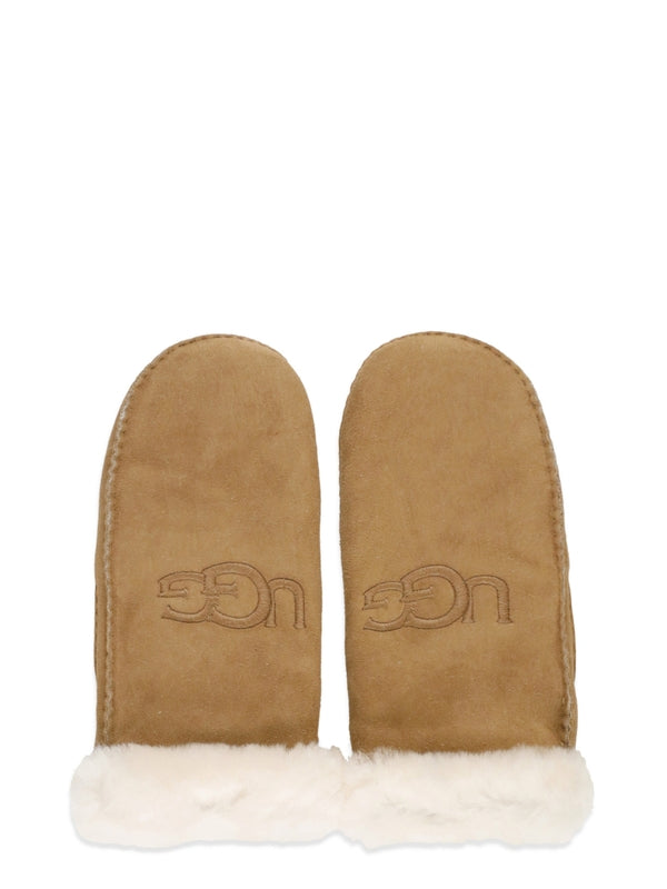 Ugg Beige Leather Gloves