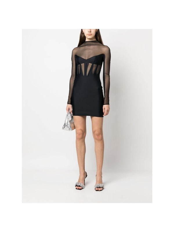 Cutout Semi Sheer Panel Mini
  Dress