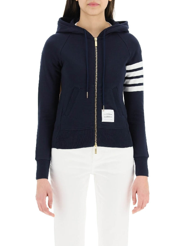 4-Bar Stripe Cotton Hooded Zip-up - Jente