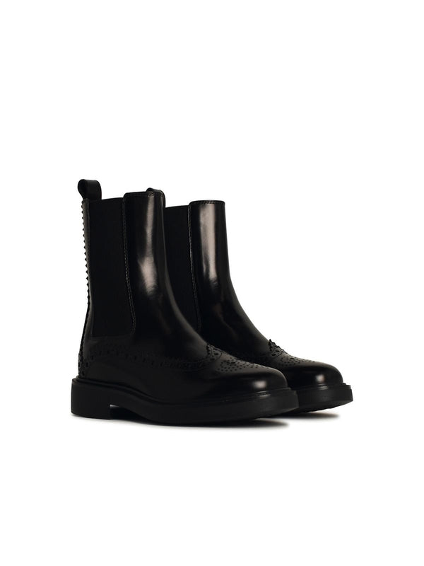 Black Leather Chelsea Boots - Jente