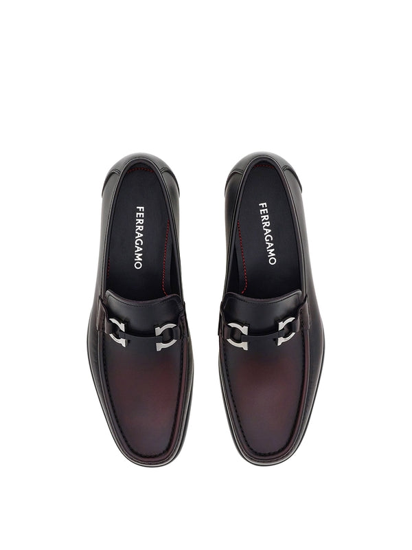 Gancini Accent Leather Loafers