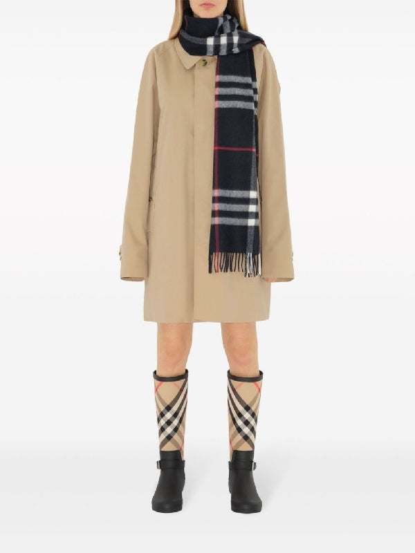 Check Cashmere Fringe Muffler