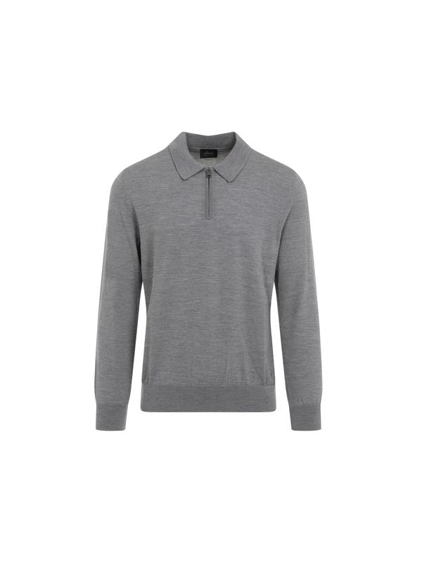 Wool Zip-up Polo Shirt