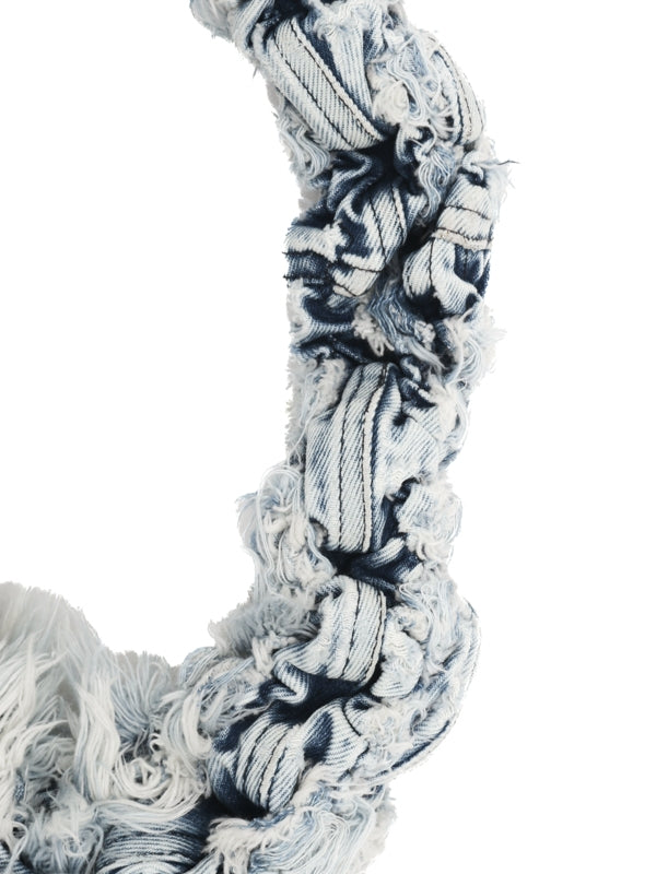 BUD Smocked & Frayed Denim Shoulder Bag