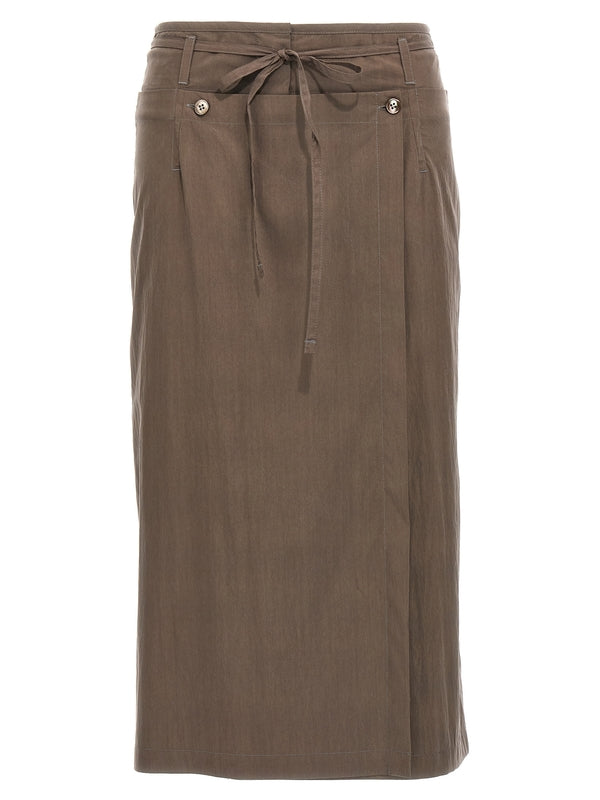 Tie Strap
  Button Midi Skirt