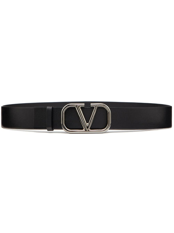 V Logo Leather Belt