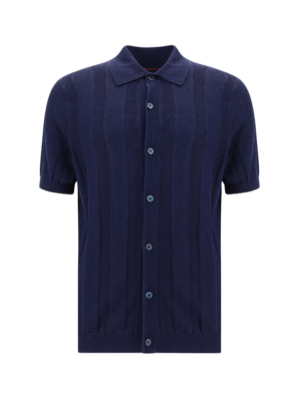 Allover Ribbed Linen Polo
  Shirt